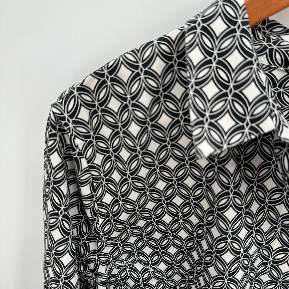 Chico's Black & White Pattern Button Down Collare… - image 3